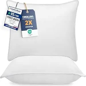 1 - Utopia Bedding Oreillers 60x60cm Lot de 2, Coussins de Lit Blanc